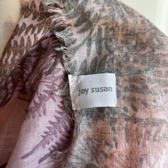 Pink Green Fern Print Rectangular Scarf 70" x 28" Forest Fairy Cottagecore - Picture 6 of 6